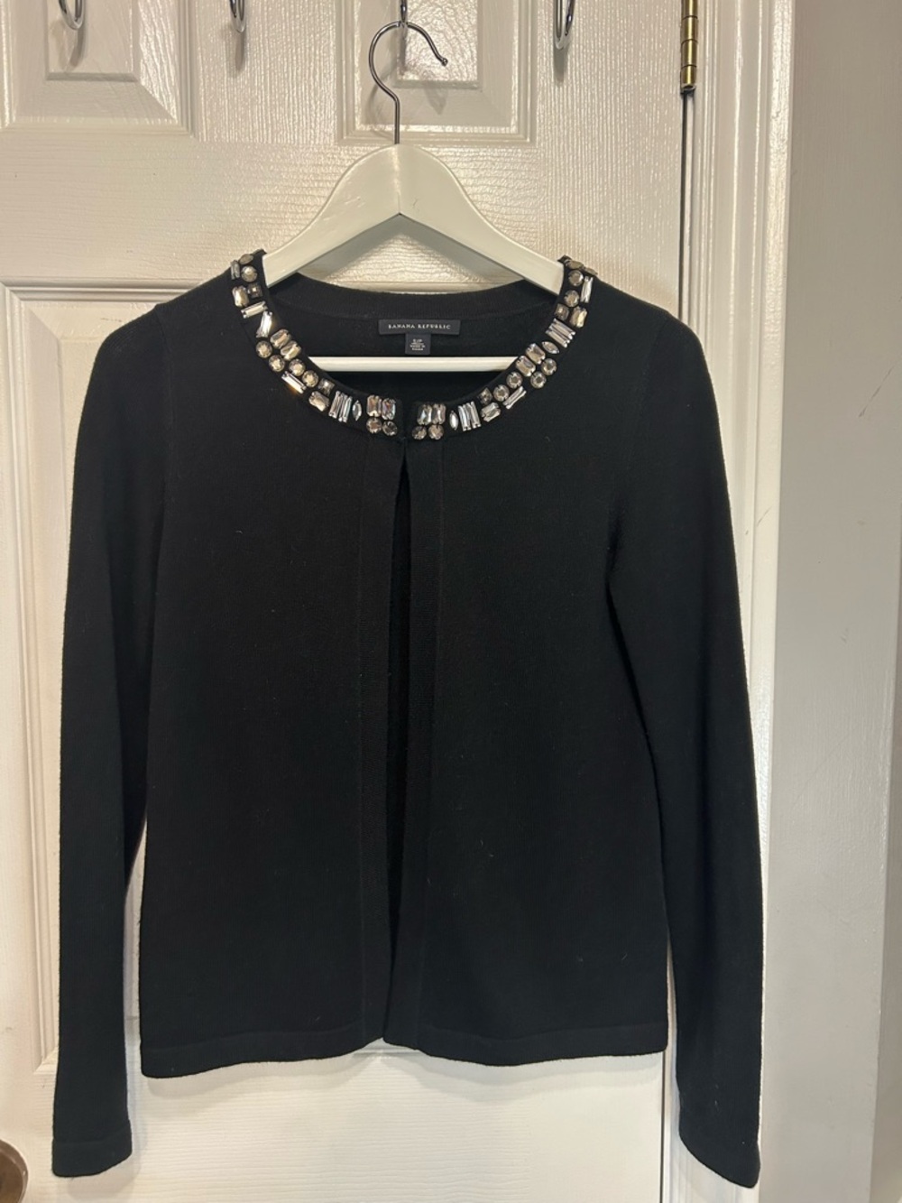 Banana Republic Black Jeweled Neck Sweater